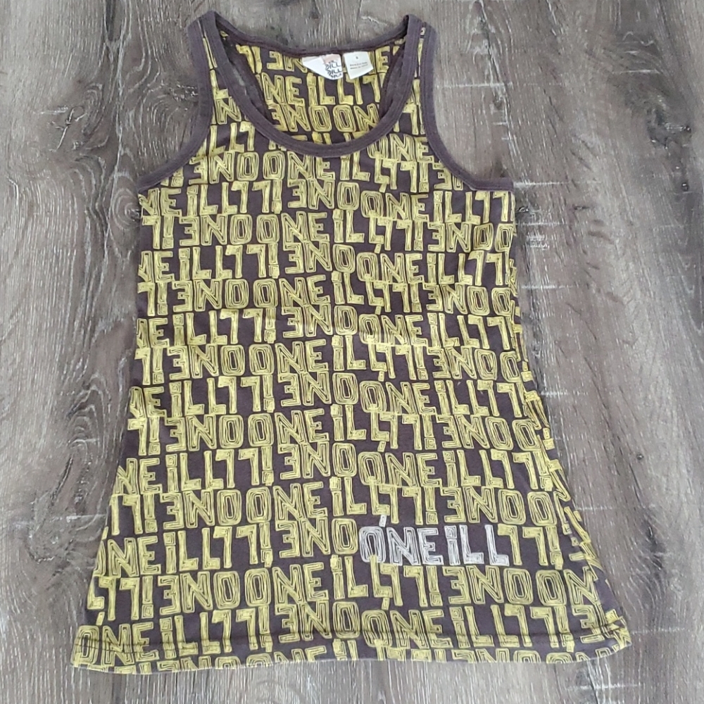 O'Neill All Over Logo Print Racerback Ringer Tank - Picture 1 of 5